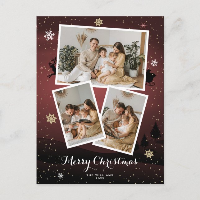 Red Merry Weihnachts-Foto Postkarten (Vorderseite)
