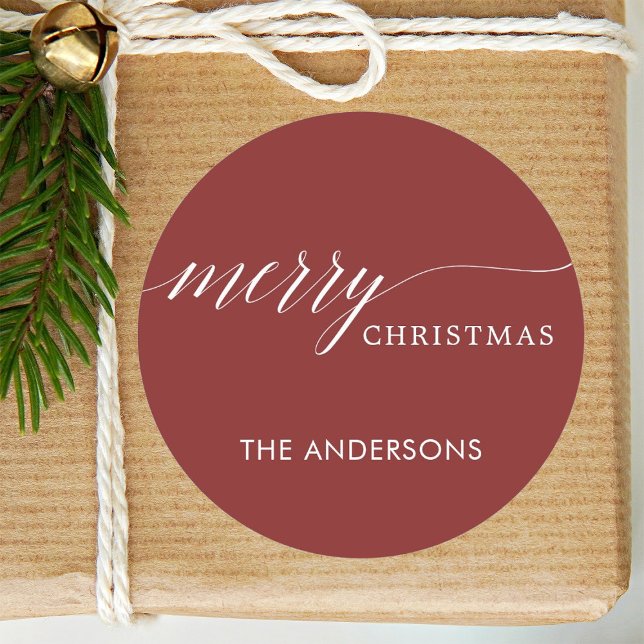 Red Merry Weihnachtsfeiertag Runder Aufkleber (Von Creator hochgeladen)