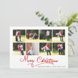Red Merry Weihnachtskalligraphie Foto Collage Feiertagskarte