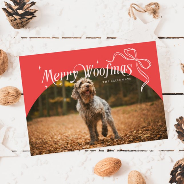 Red Merry Woofmas Hund Weihnachtskarte Feiertagskarte (Von Creator hochgeladen)