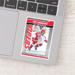 Red Metal Ice Hockey Trading Card Aufkleber