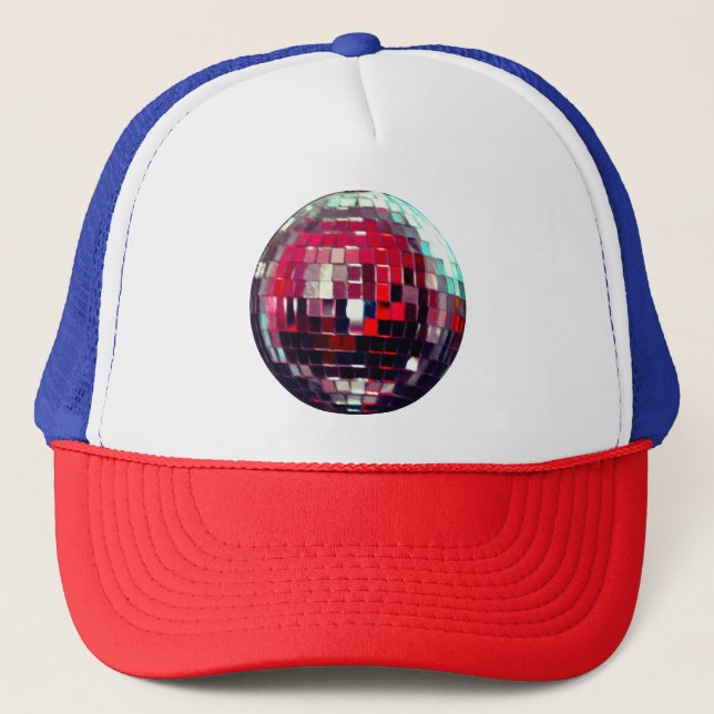 Red Metallic Disco Ball Truckerkappe (Vorderseite)