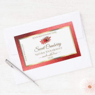 Red Metallic Glitzer White Product Labels Ladybug Rechteckiger Aufkleber