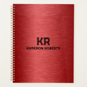 Red Metallic Texture Custom Black Text Planer