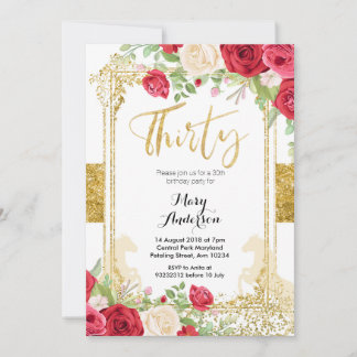 Red Mexican Fiesta Floral 30. Geburtstag Einladung