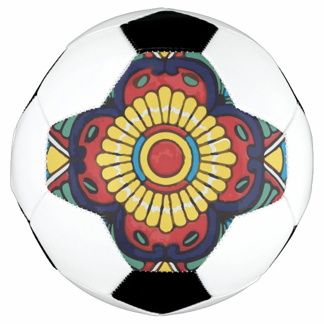 Red Mexican Talavera Tile Töpferkunst  Fußball (Vorderseite)