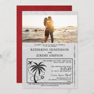 Red Mexico Passport Hochzeit Einladung