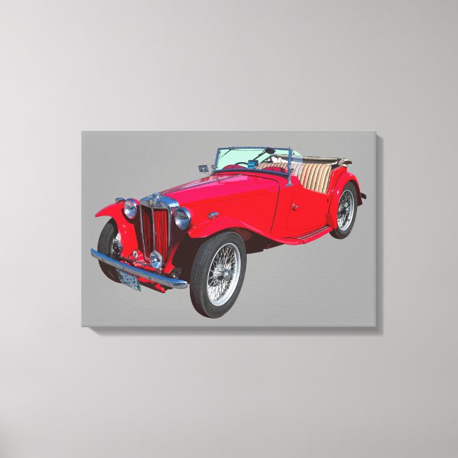 Red MG Cabrio Antique Sports Car Leinwanddruck (Vorderseite)