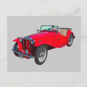 Red MG Cabrio Antique Sports Car Postkarte