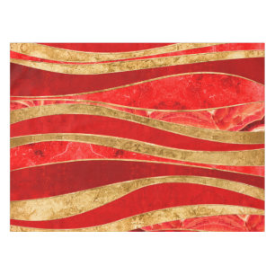 Red Minerals Gold Metallic Wavy Abstrakt Tischdecke