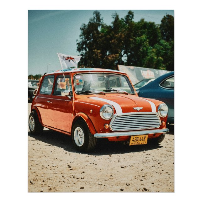 Red Mini-Cooper mit Gewerkschaft Jack rook Poster (Vorderseite)