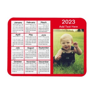 Red Mini Foto Calendar 2023 Magnet