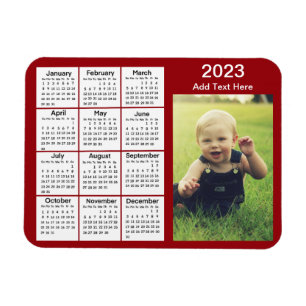Red Mini Foto Calendar 2023 Magnet