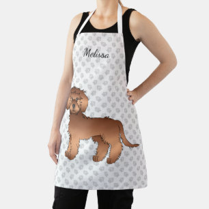 Red Mini Goldendoodle Cartoon Dog & Name Schürze
