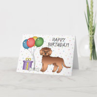 Red Mini Goldendoodle Cartoon Hund Happy Birthday