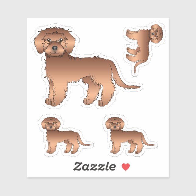 Red Mini Goldendoodle Niedlich Cartoon Dog Aufkleber (Blatt)