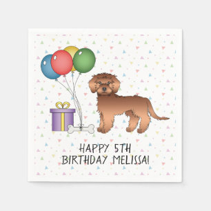 Red Mini Goldendoodle Niedlich Cartoon Dog Geburts Serviette