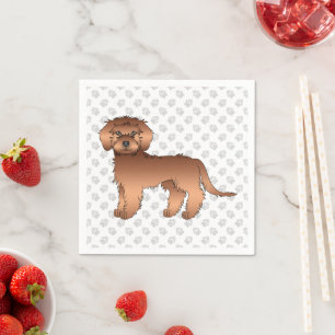 Red Mini Goldendoodle Niedlich Cartoon Dog & Paws Serviette