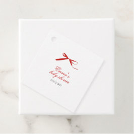 Red Minimal Bow Square Favor Tag Geschenkanhänger
