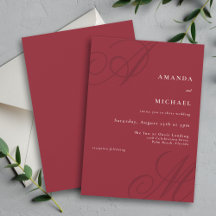 Red Minimal Elegant Calligraphy Monogram Wedding