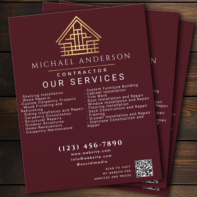 Red Minimal Zuhause Gebäude Construction QR Code Flyer (Von Creator hochgeladen)