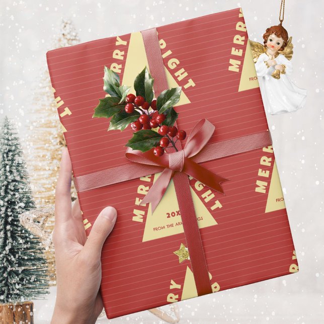 Red Minimalist Christmas Tree Pattern Geschenkpapier (Red Minimalist Christmas Tree Pattern Wrapping Paper ©Susanne Sachers - Sunny Mind 🌞)