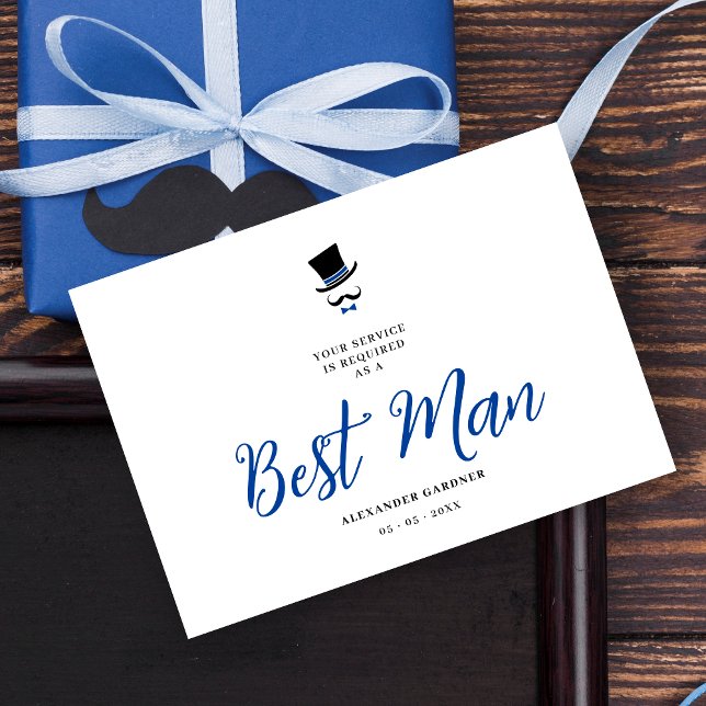 Red Minimalist Exquisite Gorgeous Script Best Man  Einladung (Minimalist Exquisite Gorgeous Script Best Man Wedding Proposal Card in Black and Blue.)
