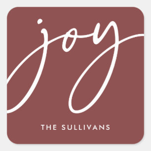 Red Minimalistisch Joy Holiday Sticker