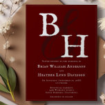 Red Minimalistisch Monogram Wedding Einladung<br><div class="desc">Einladende Gäste zu Ihrer Hochzeit mit einer Minimalistischen Roten Einladung zur Hochzeit. Das Einladungs-Design bietet einen eleganten Script-Schriftart für Ihre Monogramme. Personalisieren Sie mit dem Bräutigam und den Namen der Braut zusammen mit dem Hochzeitstag und der Lage. Mit diesem Design sind auch weitere Hochzeitswaren erhältlich.</div>