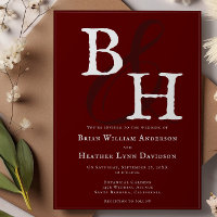 Red Minimalistisch Monogram Wedding