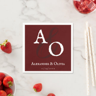 Red Minimalistisch Monogram Wedding Serviette