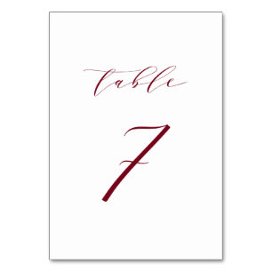 Red Minimalistisch Script Wedding Tischnummer 7
