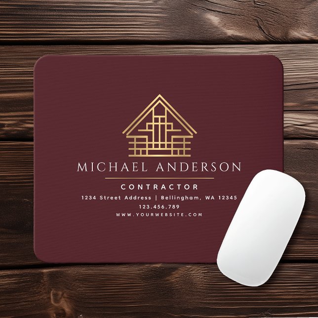 Red Minimalistisch Zuhause Gebäude Construction Mousepad (Von Creator hochgeladen)