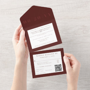 Red Minimalistische Bold Type Wedding All In One Einladung