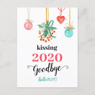 Red Mistletoe Kiss Goodbye to 2020 Do-over Funny Feiertagspostkarte