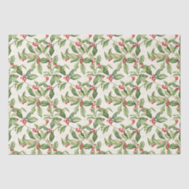 Red Mistletoe Vintage Weihnachtszettel Seidenpapier