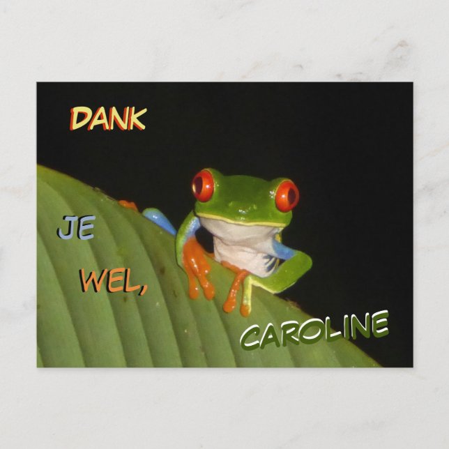 Red Mit Augen Gaudy Night Frog Danke Postcard Postkarte (Vorderseite)
