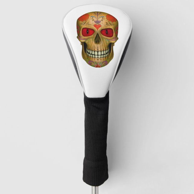 Red Mit Augen Sugar Skull Zombie Treiberabdeckunge Golf Headcover (Vorderseite)