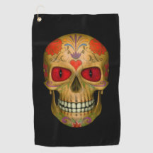 Red Mit Augen Sugar Skull Zombie Untote Golftücher