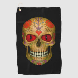 Red Mit Augen Sugar Skull Zombie Untote Golftücher Golfhandtuch