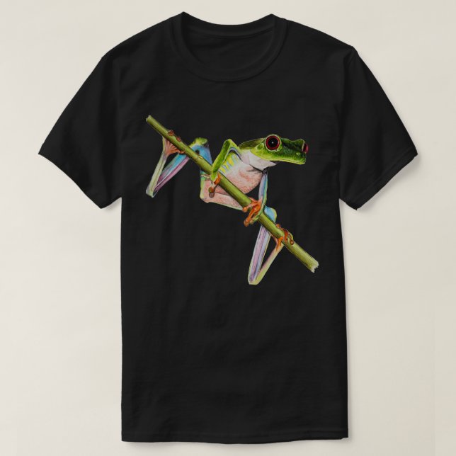 Red Mit Augen Tree Frog Illustration T-Shirt (Design vorne)