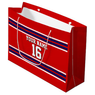 Red mit Navy White Stripes Team Jersey Große Geschenktüte