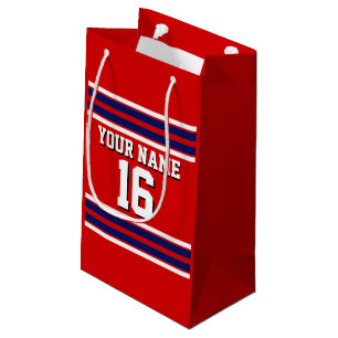 Red mit Navy White Stripes Team Jersey Kleine Geschenktüte