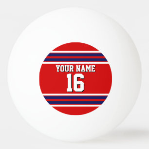 Red mit Navy White Stripes Team Jersey Tischtennisball