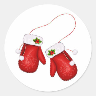 Red Mittens Runder Aufkleber
