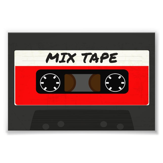 Red Mix Tape - 80er und 90er Retro Inspiriert Gesc Fotodruck (Vorne)