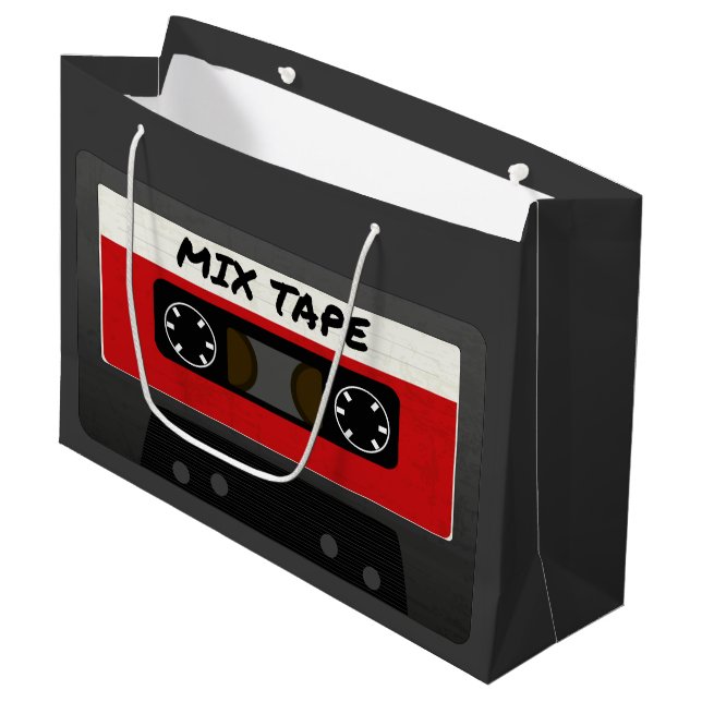 Red Mix Tape - 80er und 90s Retro  Geschenk Große Geschenktüte (Vorderseite Schrägansicht)