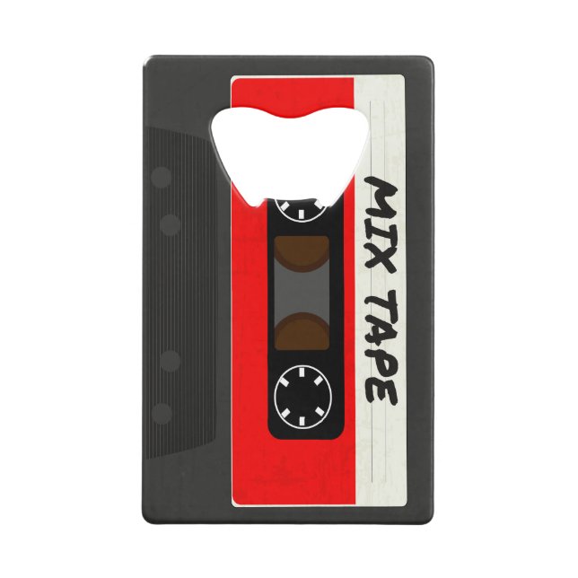 Red Mix Tape - 80er und 90s Retro  Geschenk Kreditkartenflaschenöffner (Vorderseite)