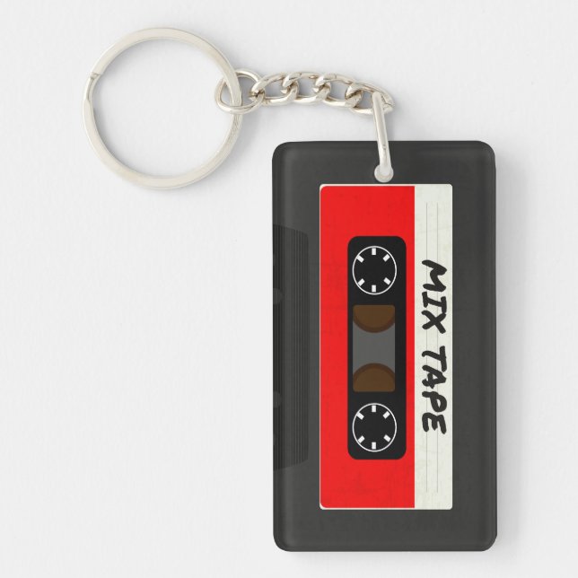 Red Mix Tape - 80er und 90s Retro  Geschenk Schlüsselanhänger (Vorderseite)