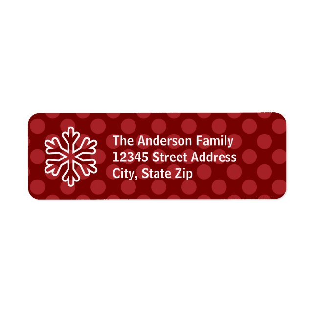 Red Mod Dots Snowflake - Rückgabeadresse-Label (Vorne)
